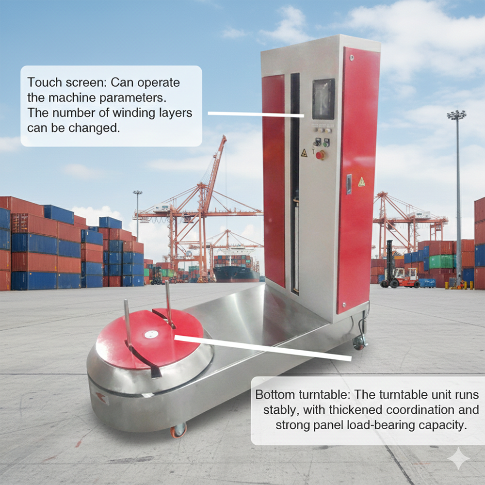 Semi-automatic Baggage Wrapping Machine,Airport Luggage Stretch Wrapping Machine