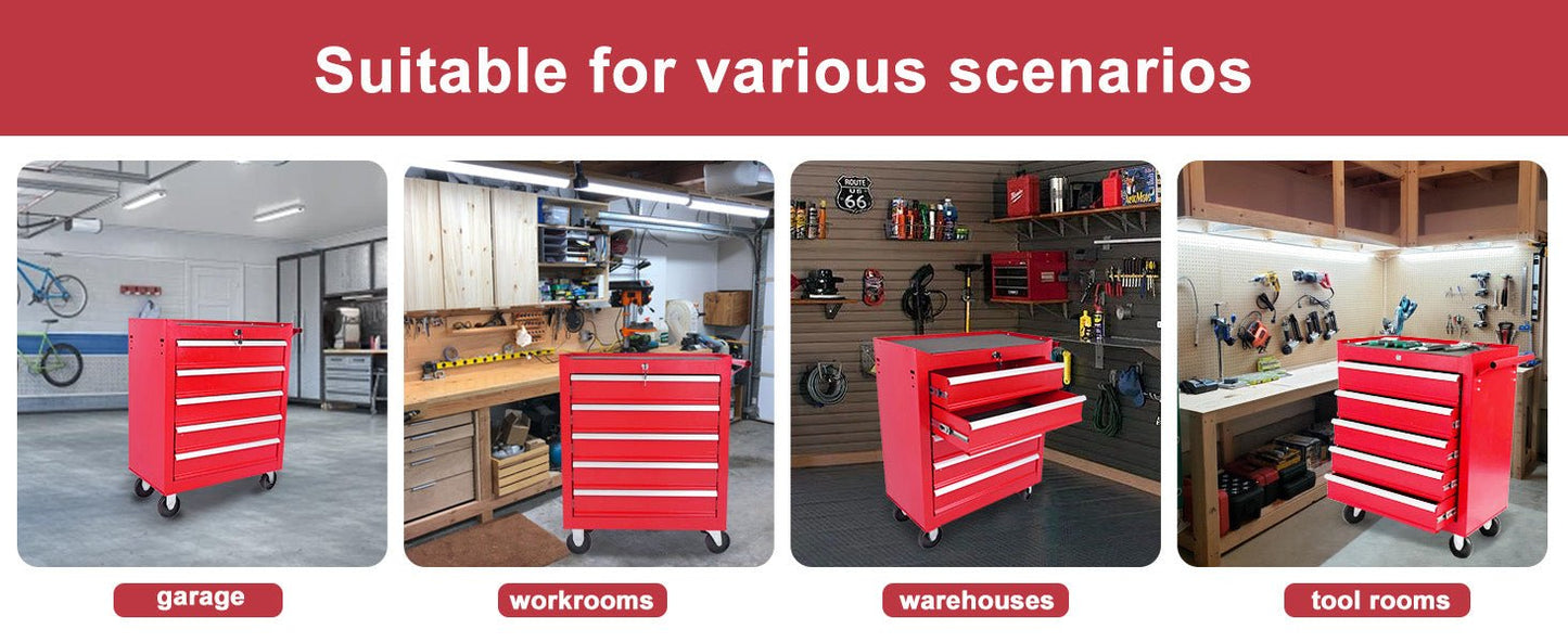 5 - Drawer Metal Rolling Tool Chest with Wheels,With Locking System