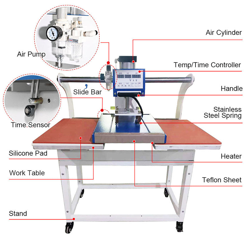 40*60cm Up-Slided Double Station Pneumatic Heat Press Machine, Heat Press Printing Machine For T-shirt