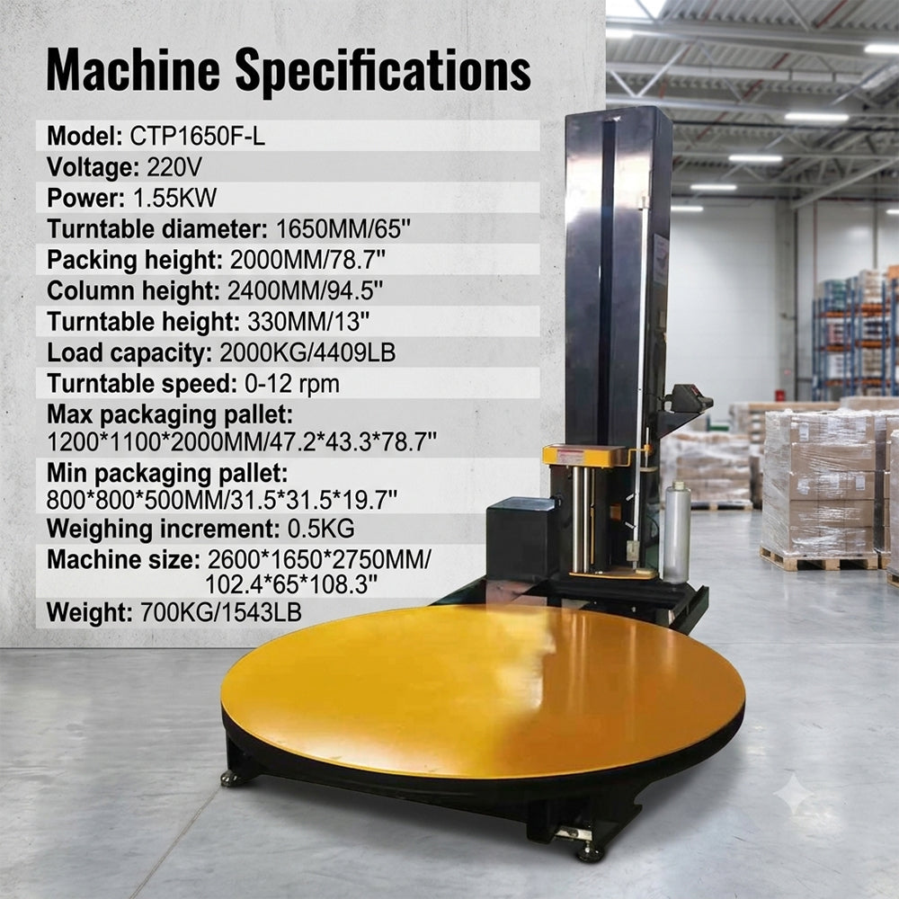 Macchina avvolgitrice per pallet con pellicola estensibile, macchina per imballaggio di scatole di cartone e pallet con pellicola estensibile