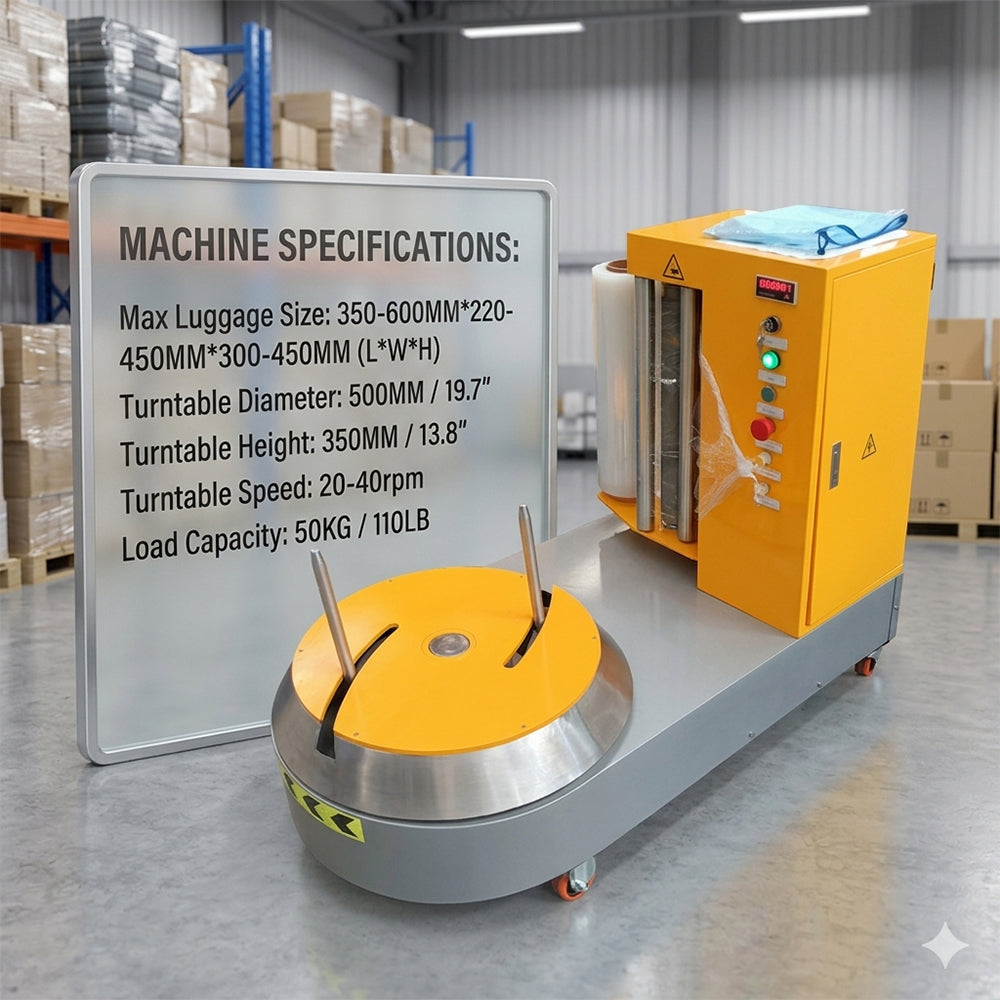 LP600S Small Airport Luggage Stretch Wrapping Packing Wrapper Machine, Baggage Stretch Wrapping Machine