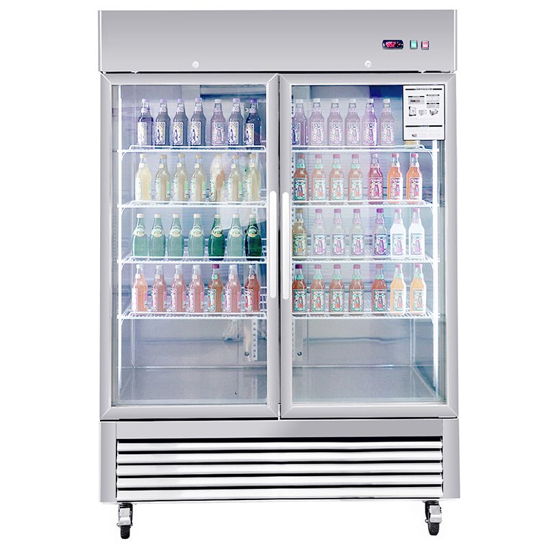 Refrigerator 2 Section 2 Glass Door Stainless Steel Display 42.2 Cu.ft. Reach - in