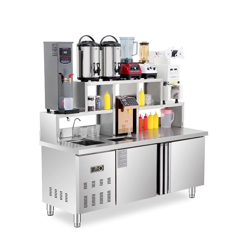 Bubble tea bar milk tea bar counter with refrigeration and boba bar  equipment