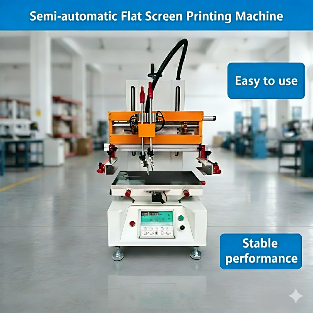 Semi-automatic Desktop Flat Screen Printing Machine, Vacuum Table Screen Printer Equipment