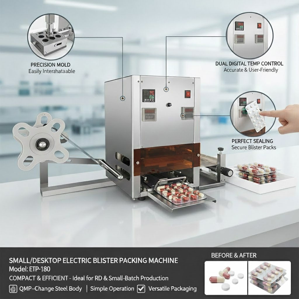 Tabletop Electric Blister Packaging Machine for Laboratories。