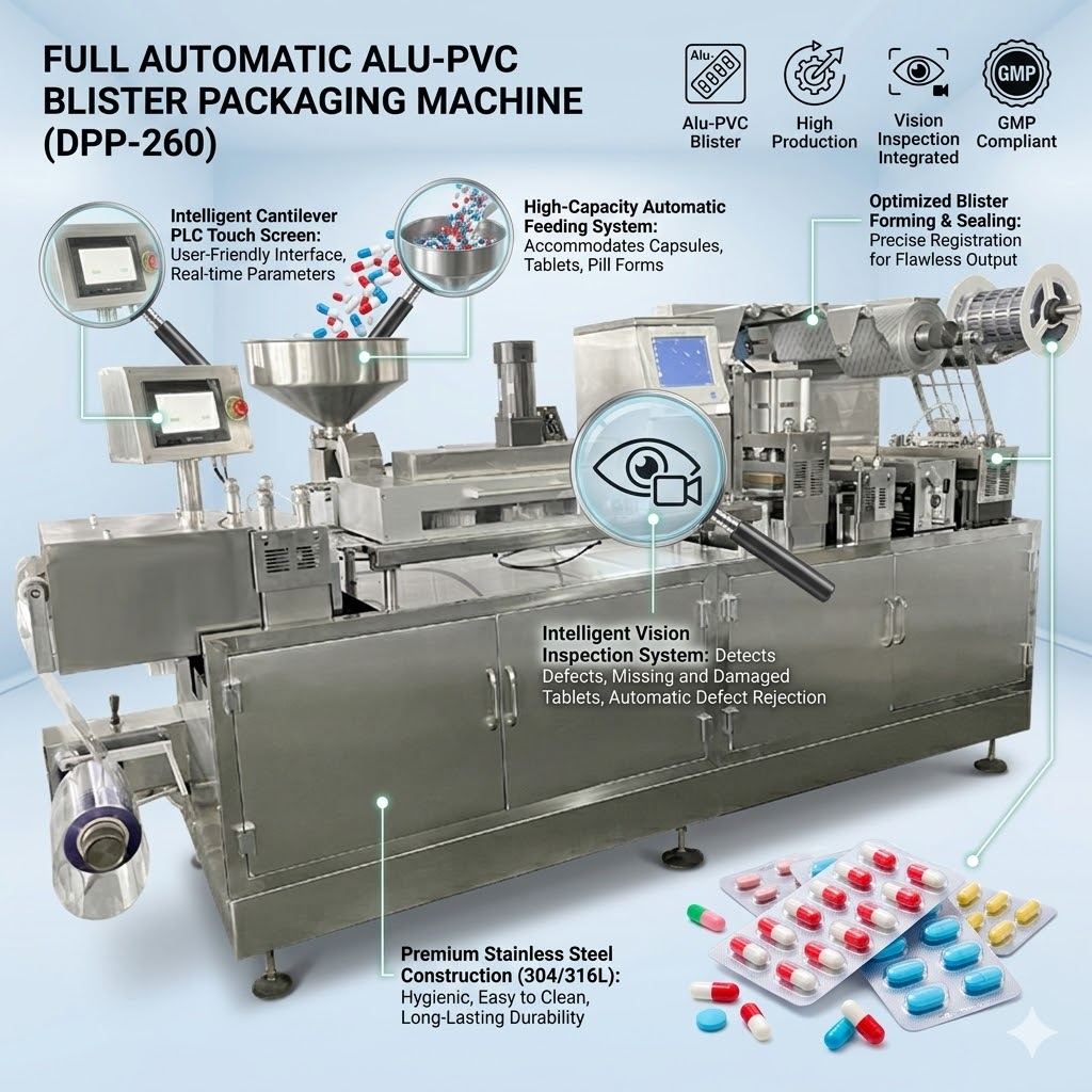 Achieve Zero-Defect Packaging with the DPP-260 Automatic Alu-PVC Blister Packaging Machine