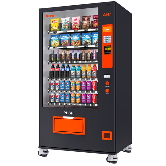 Snack & Drink Combo Vending Machine Refrigerated Large 60 Slots Commercial Vending Machine Durable Cashless Beverage Vending Machine for Business, Caster Design, Bill Acceptor