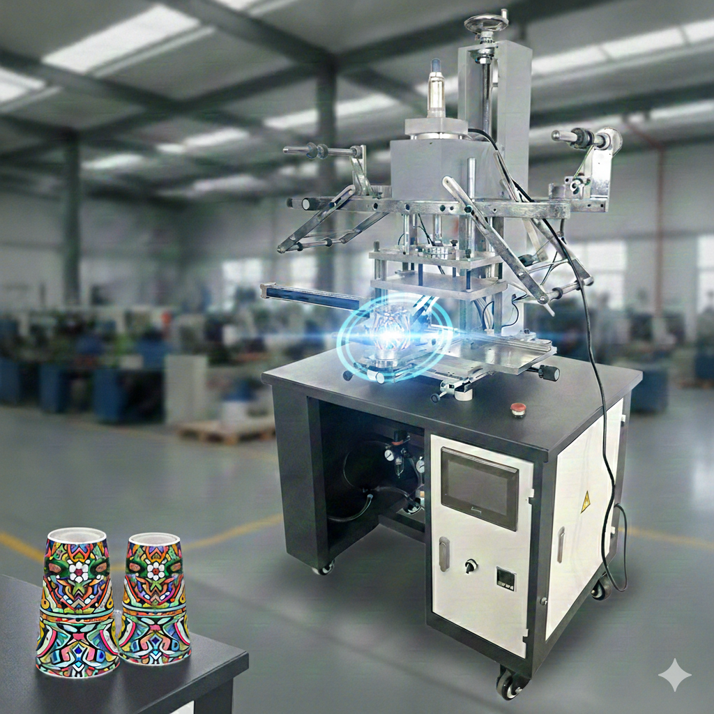 HT-C-200 Semi auto conical cone roller heat transfer printing machine for cups