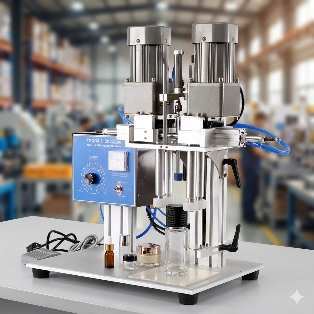 SGJ-70 electric and pneumatic capping machine for dunk mouth shaped caps made of plastic, spray screw capper