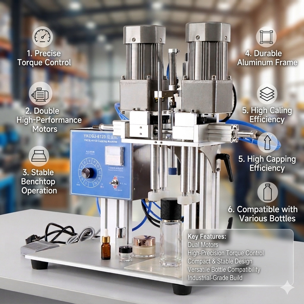 SGJ-70 electric and pneumatic capping machine for dunk mouth shaped caps made of plastic, spray screw capper