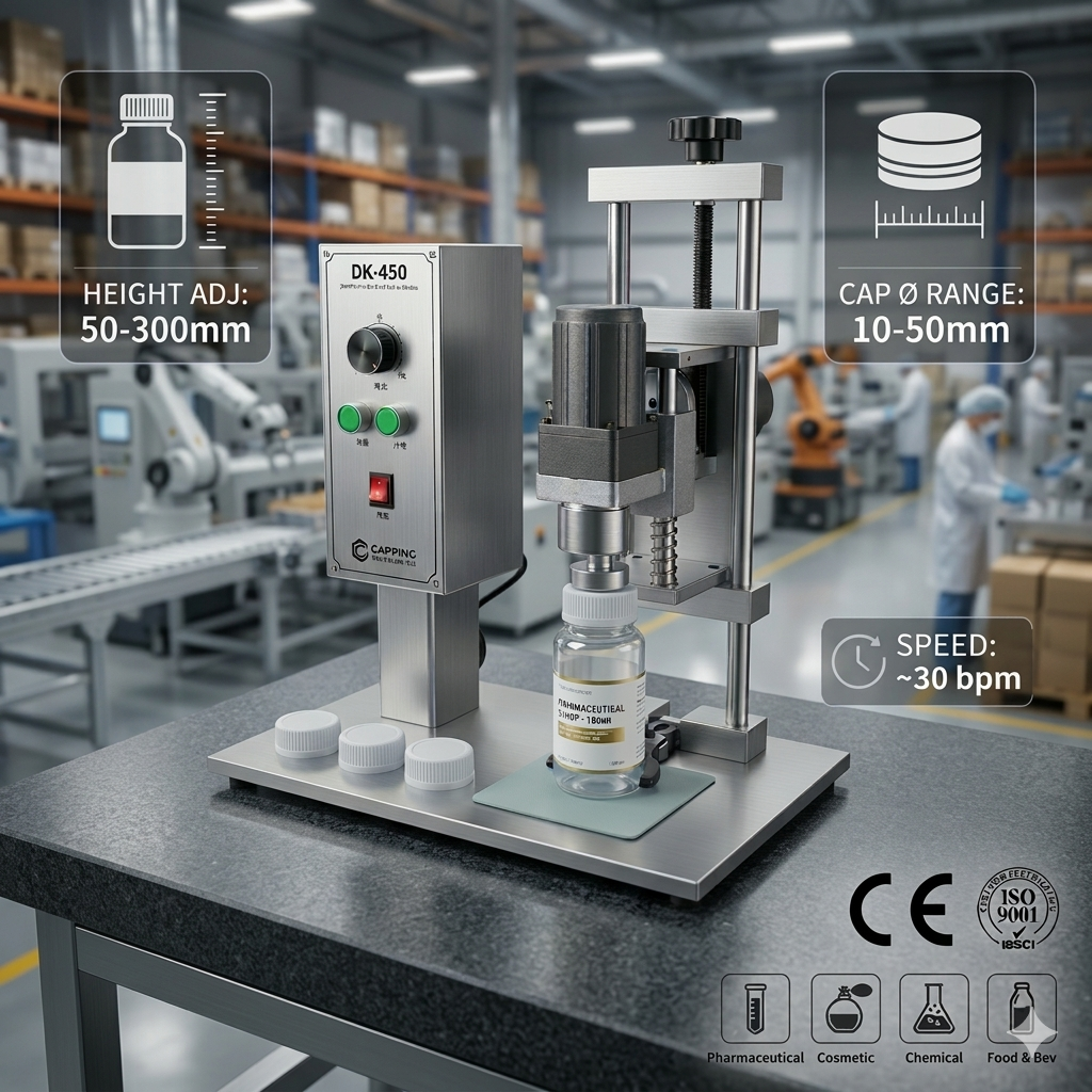 DDX-450 desktop electric capping machine, semi automatic twist off bottle capping machine