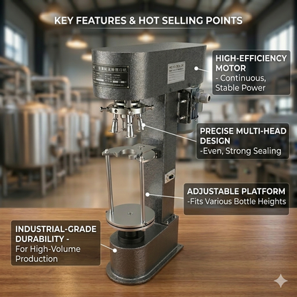DK-50 Semi automatic Ropp bottle screw capping machine for round metal caps with screw thread