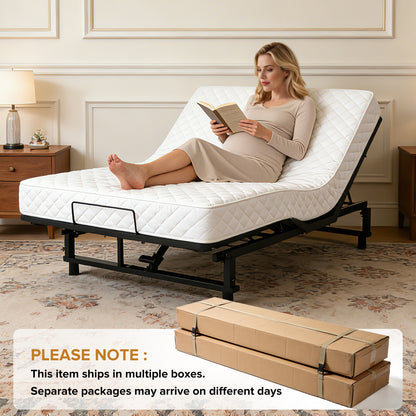 Adjustable Bed Base Frame Head and Foot Incline Quiet Motor King Size Zero Gravity, 4 Ports USB, Under-Bed Nightlight