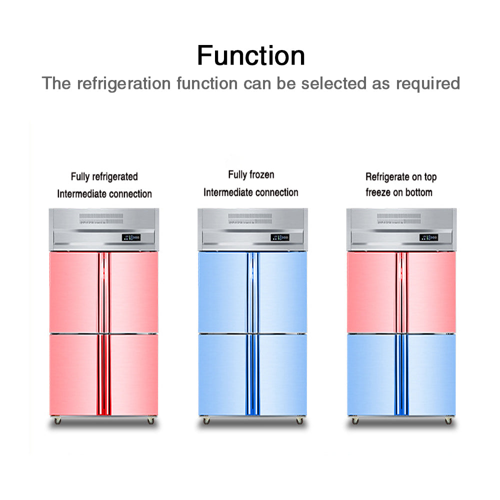 Commercial 30“W Four-door Stainless Steel Reach-In Freezer 28 cu.ft.