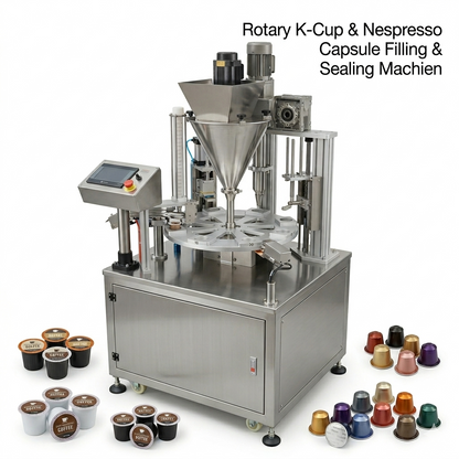 K cup filling machine, Automatic Nespresso/Keurig coffee filling sealing machine, yogurt cup packing machine, hummus filling and sealing machine