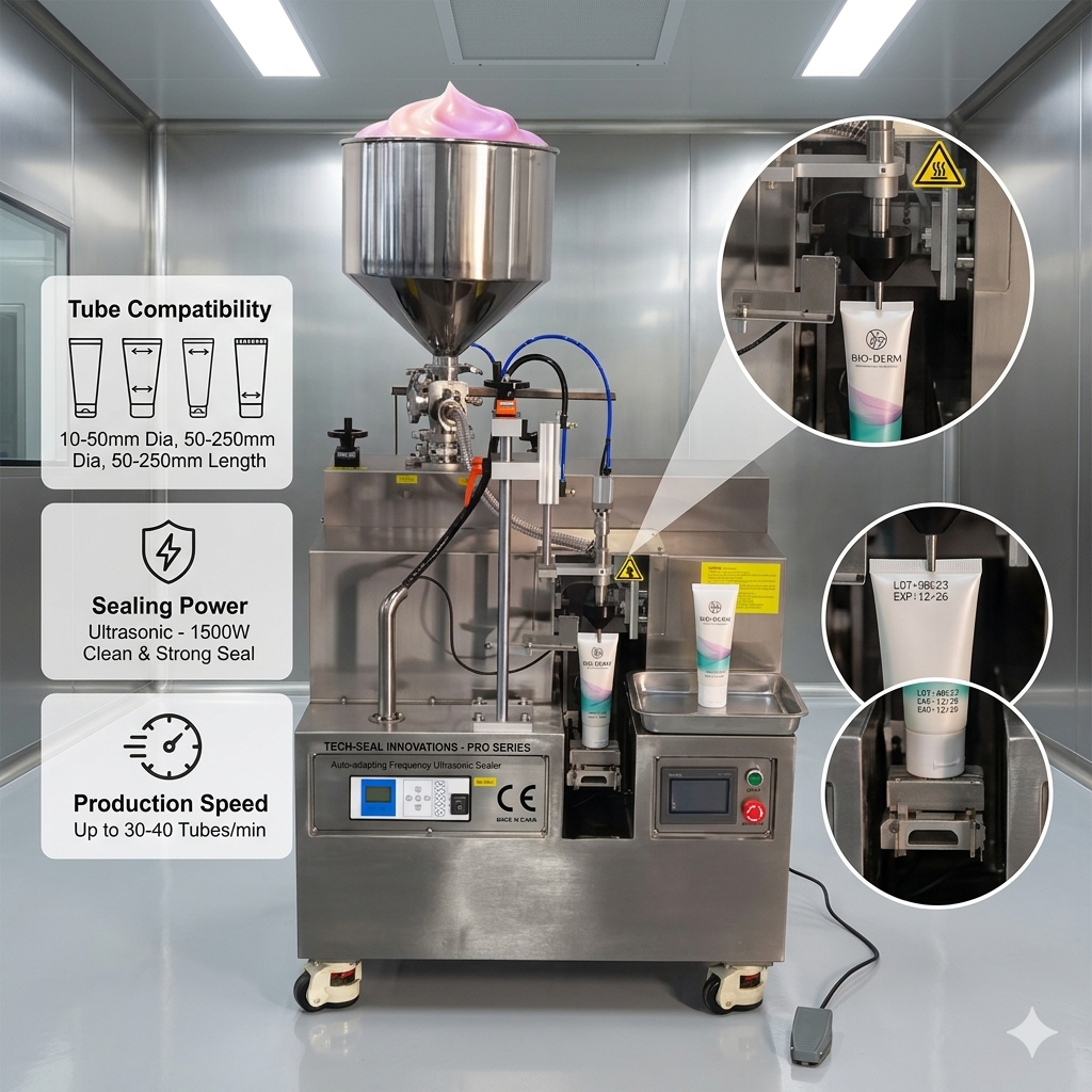 FW-002 semi automatic tube filling and sealing machine for toothpas, facial cleanser, scrubte, plastic tubes