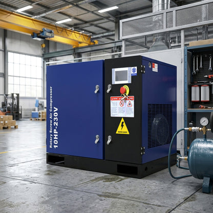 10HP Rotary Screw Air Compressor, 34CFM, 125PSI, 208-230V 3PHASE 60HZ, Fixed Speed Compressor, Industrial-Grade, Heavy Duty Air Compressed System