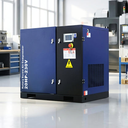 20HP Rotary Screw Air Compressor, 74CFM, 125PSI, 208-230V 3PHASE 60HZ, Fixed Speed Compressor, Industrial-Grade, Heavy Duty Air Compressed System