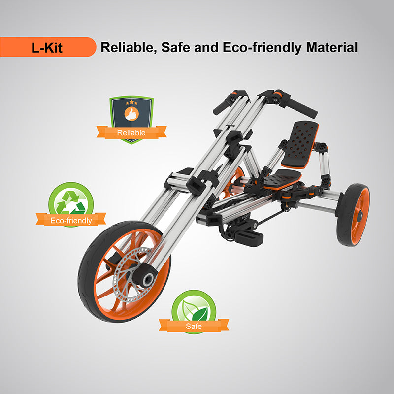 Buildable Kit 20 in 1 Kids Go Kart Set, Suitable for 1 to 8 Years Old, Two Wheel Bike, Three Wheel Bike,  Most Popular L Kit (Non Electric)