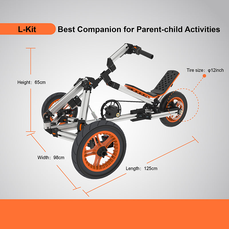 Buildable Kit 20 in 1 Kids Go Kart Set, Suitable for 1 to 8 Years Old, Two Wheel Bike, Three Wheel Bike,  Most Popular L Kit (Non Electric)