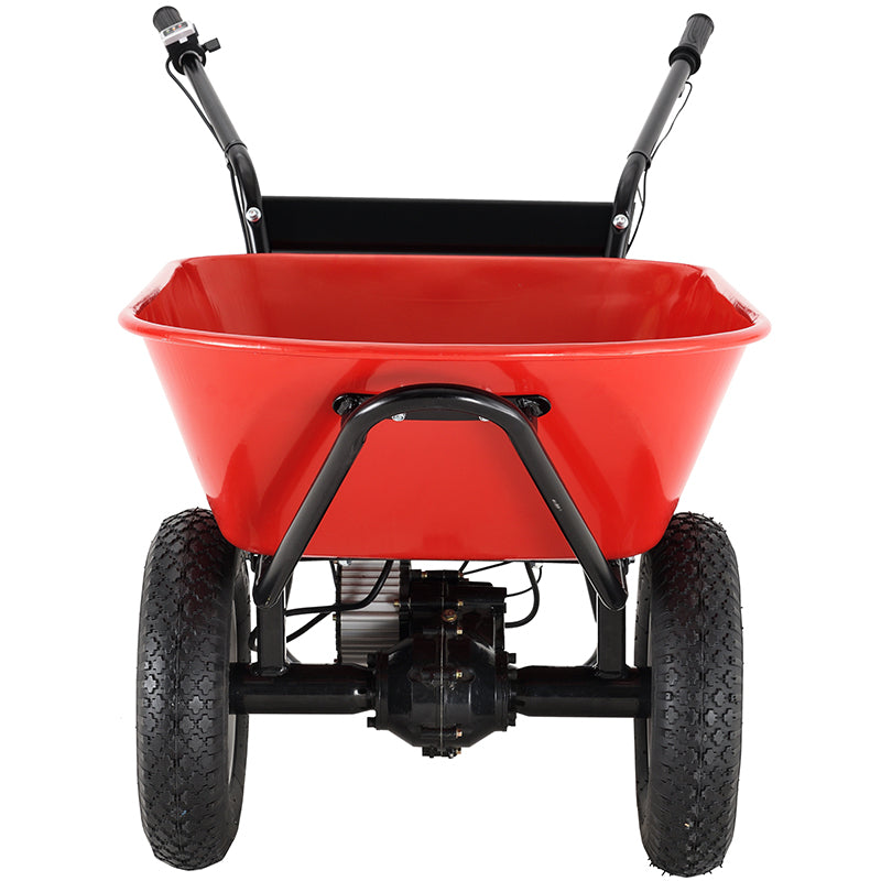 Wheelbarrow Utility Cart Electric Powered 24V DC 180W AGM Battery 330lbs Max Capacity Barrel Dump Material Debris Hauler