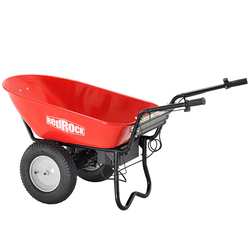 Wheelbarrow Utility Cart Electric Powered 24V DC 180W AGM Battery 330lbs Max Capacity Barrel Dump Material Debris Hauler