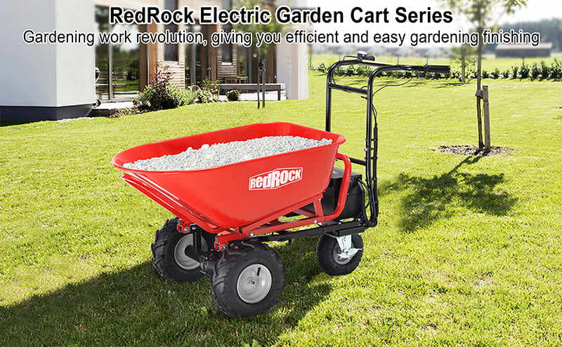 Wheelbarrow Utility Cart Electric Powered Cart 48V28Ah 500W Capacity 500lbs Material Debris Hauler 1000lbs Towing