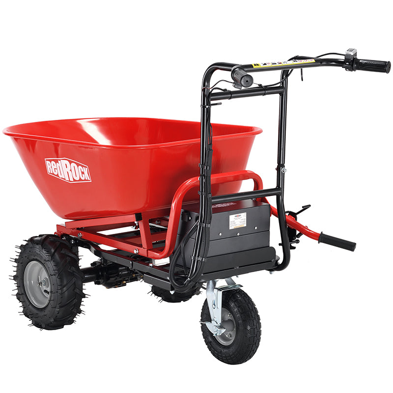 Wheelbarrow Utility Cart Electric Powered Cart 48V28Ah 500W Capacity 500lbs Material Debris Hauler 1000lbs Towing