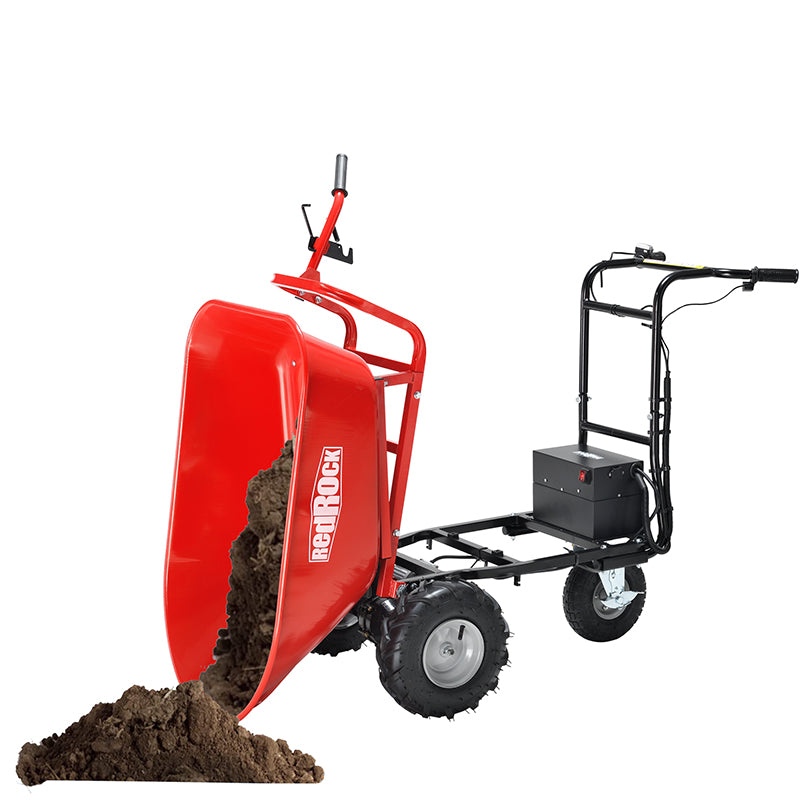 Wheelbarrow Utility Cart Electric Powered Cart 48V28Ah 500W Capacity 500lbs Material Debris Hauler 1000lbs Towing