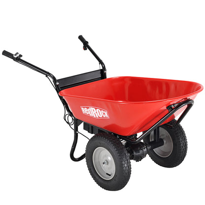 Wheelbarrow Utility Cart Electric Powered 24V DC 180W AGM Battery 330lbs Max Capacity Barrel Dump Material Debris Hauler