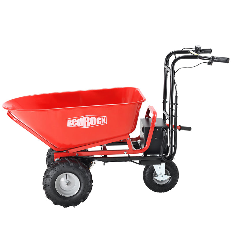 Wheelbarrow Utility Cart Electric Powered Cart 48V28Ah 500W Capacity 500lbs Material Debris Hauler 1000lbs Towing