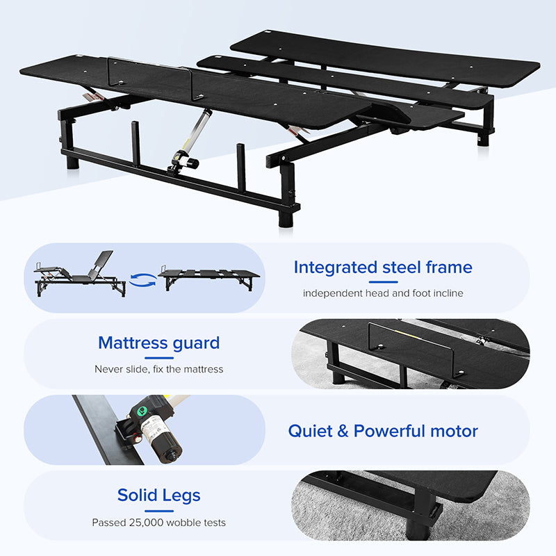 Adjustable Bed Base Frame Head and Foot Incline Quiet Motor King Size Zero Gravity