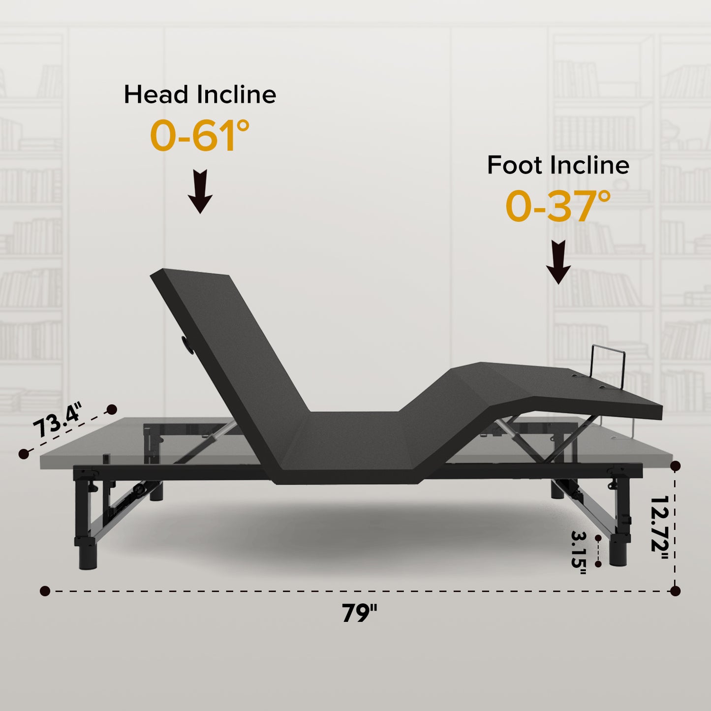 Adjustable Bed Base Frame Head and Foot Incline Quiet Motor King Size Zero Gravity, 4 Ports USB, Under-Bed Nightlight