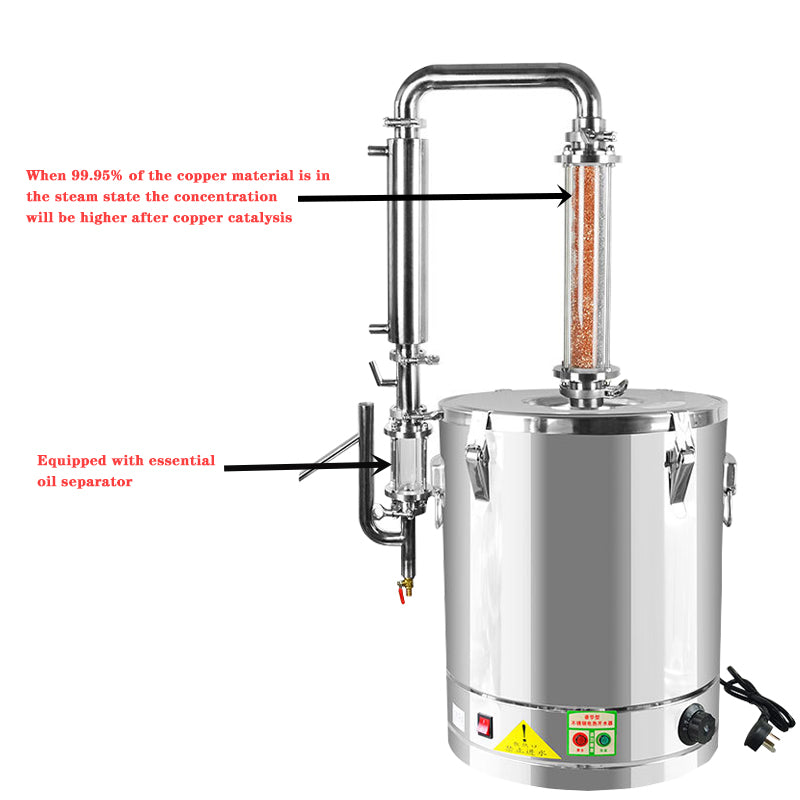 Portable pure copper decomposition for household use distillation with essential oil separator