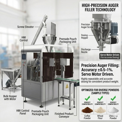 Automatic Powder Stand Up Pouch Filling and Sealing Machine for milk/coffee/spice , premade pouch packaging machine price