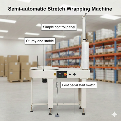 Semi-Automatic Stretch Film Wrapping Machine Carton Box Wrapping Table
