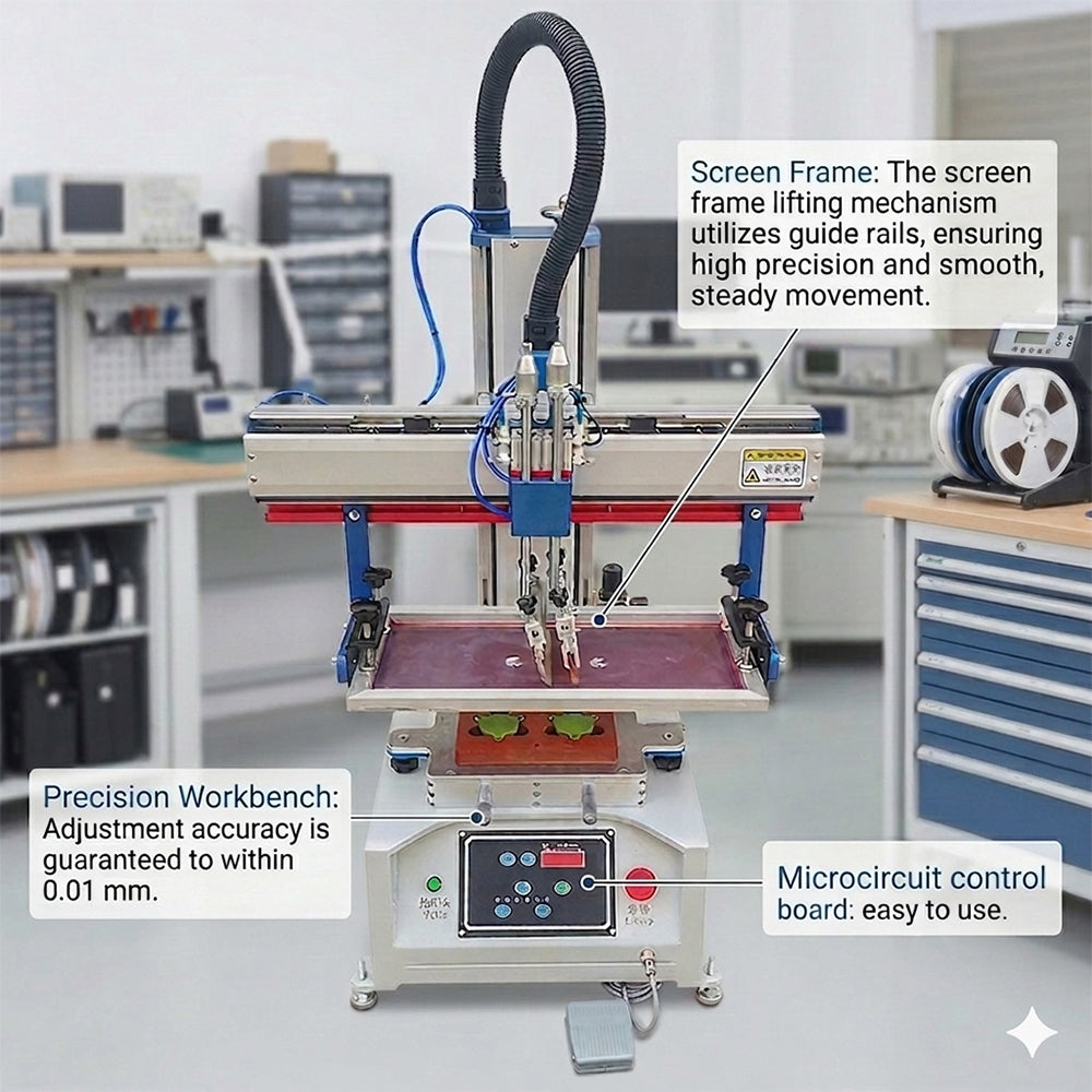 Pneumatic Flat Screen Printing Machine, Screen Printing Equipment For Stationery Products