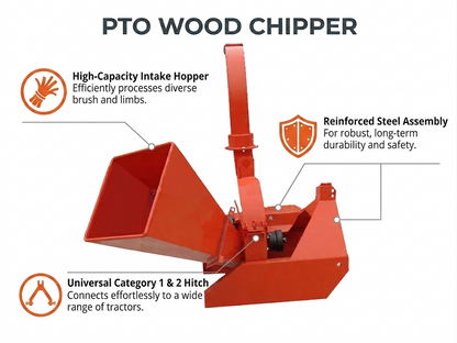 3-Point PTO Wood Chipper Shredder Mulcher for Tractor