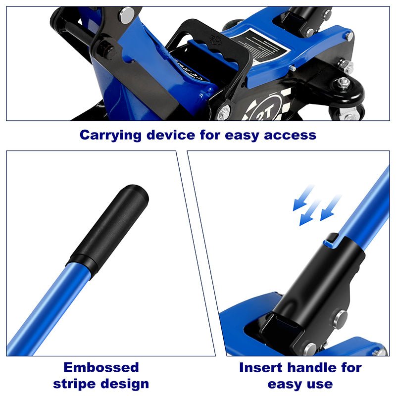 2Ton/4400lbs Low Profile Hydraulic Floor Jack, Lifting range 85mm/3.35" - 360mm/14.17"