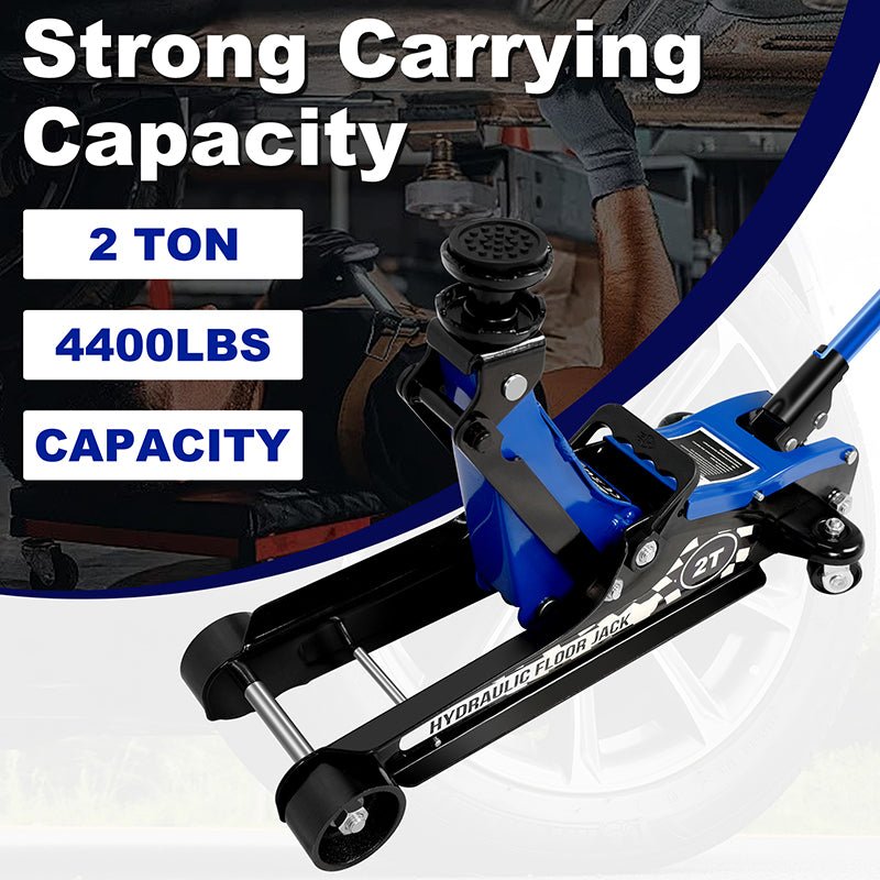 2Ton/4400lbs Low Profile Hydraulic Floor Jack, Lifting range 85mm/3.35" - 360mm/14.17"