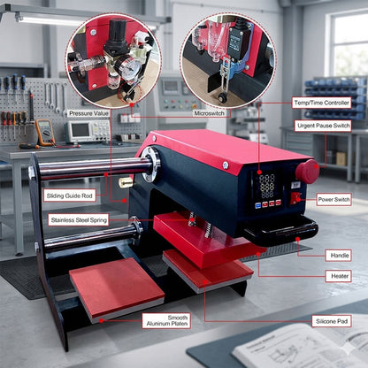 15*15cm Small Size Pneumatic Double Stations Heat Press Machine for Sublimation Logo