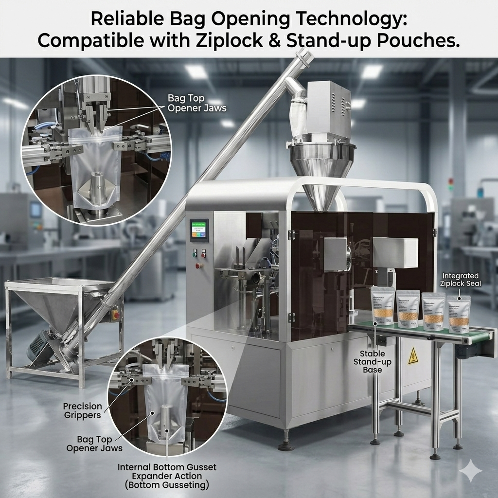 Automatic Powder Stand Up Pouch Filling and Sealing Machine for milk/coffee/spice , premade pouch packaging machine price
