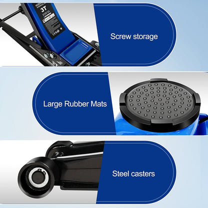 3Ton/6600lbs Low Profile Floor Jack,Lifting Range 75mm/2.95" - 500mm/19.69"