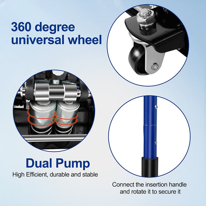 3Ton/6600lbs Low Profile Floor Jack,Lifting Range 75mm/2.95" - 500mm/19.69"