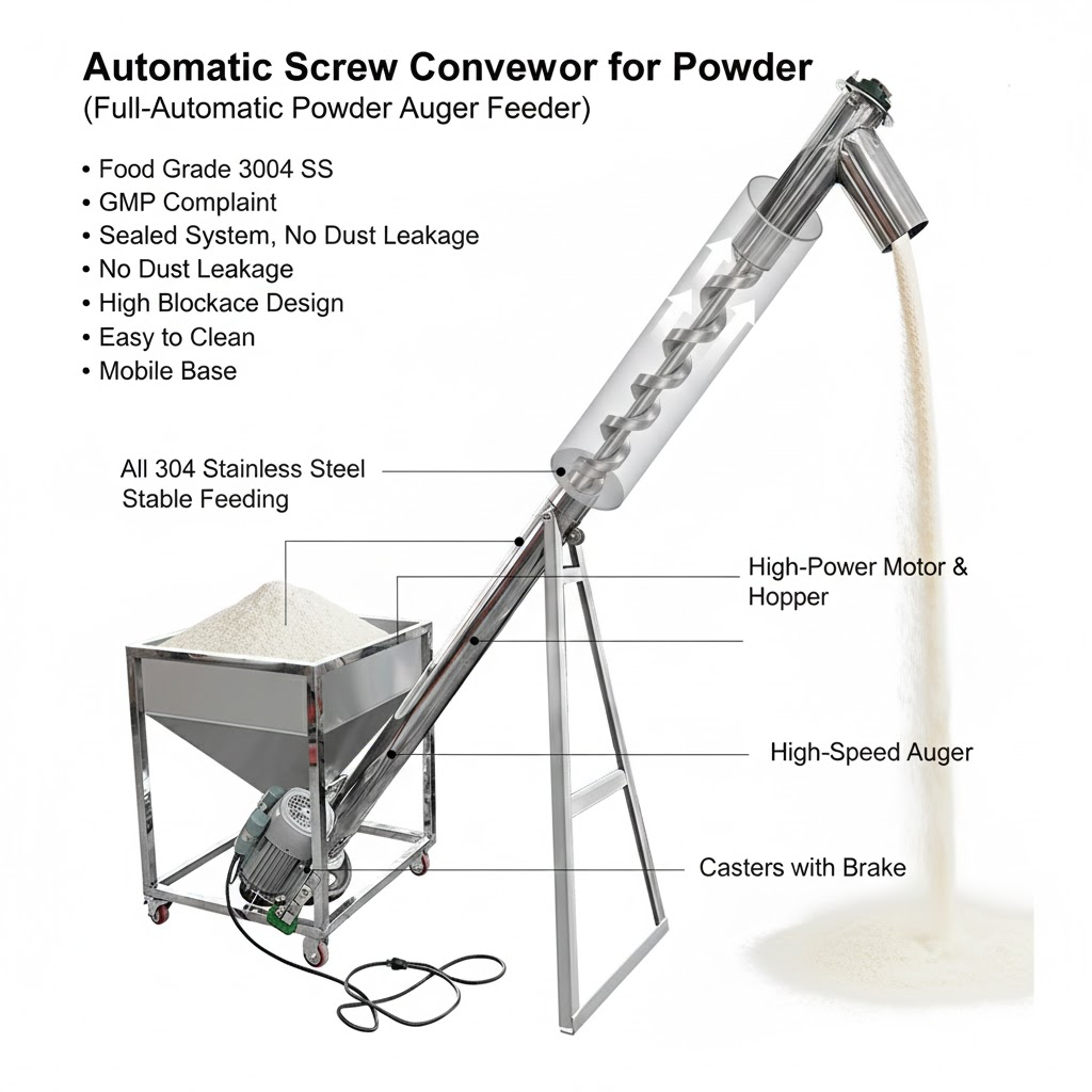 Powder Spiral Inclined Screw Conveyor Auger Feeder Elevator Hopper