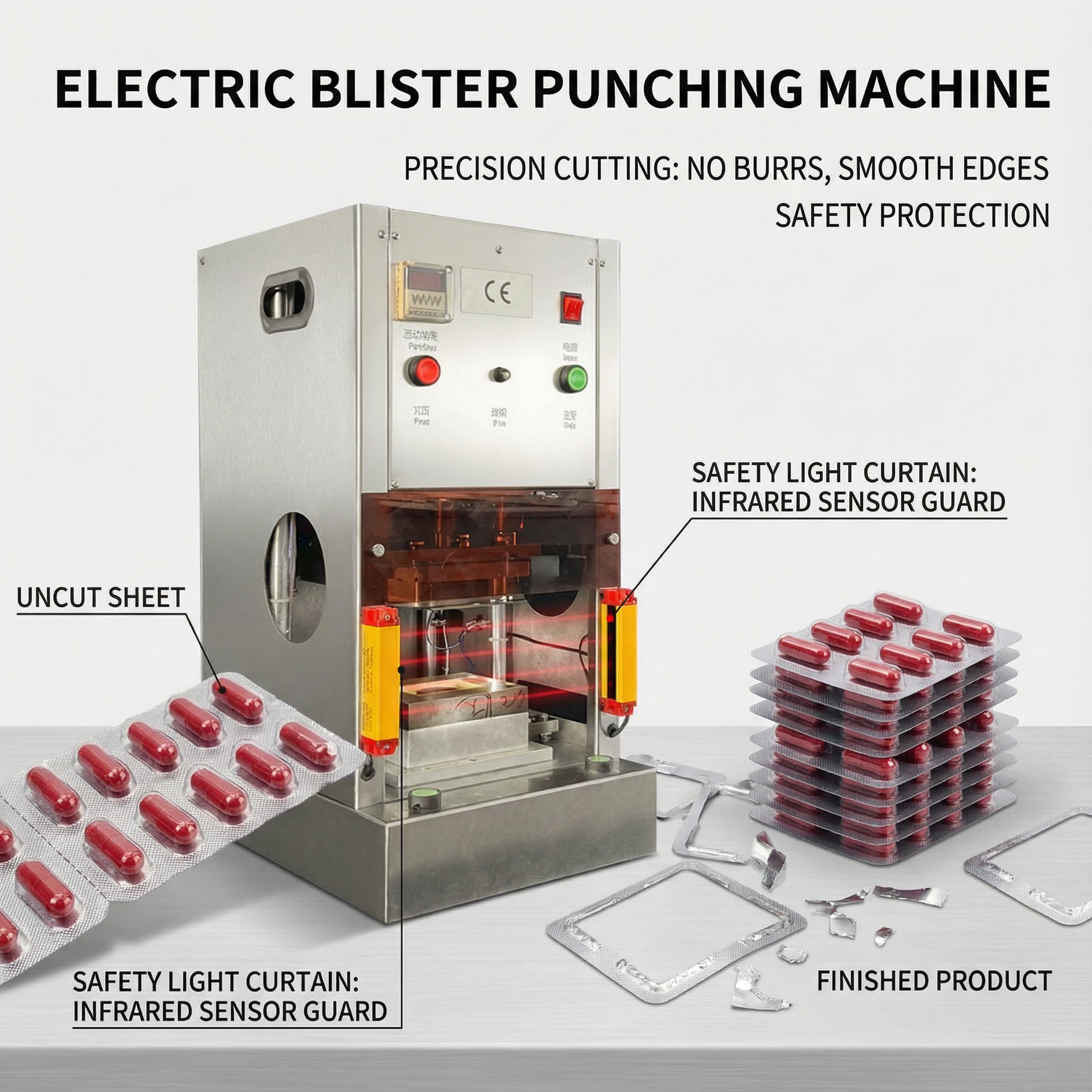 Semi Automatic Electric Tablet Chewing Gum Capsule Blister Cutting Machine