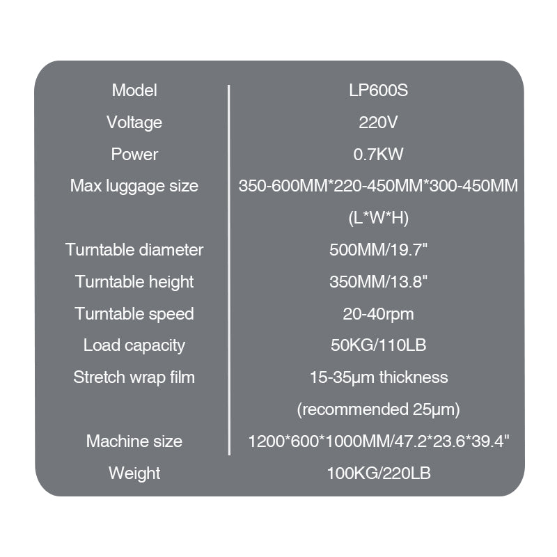 LP600S Small Airport Luggage Stretch Film Wrapping Packing Wrapper Machine, Baggage Stretch Wrapping Machine