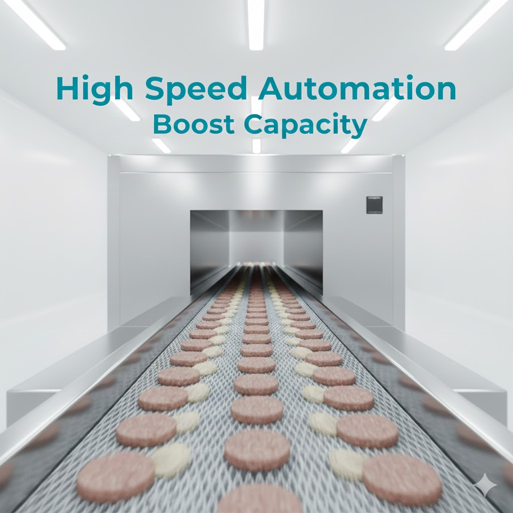 High-Capacity Automatic Tunnel Freezer for Continuous Food Processing