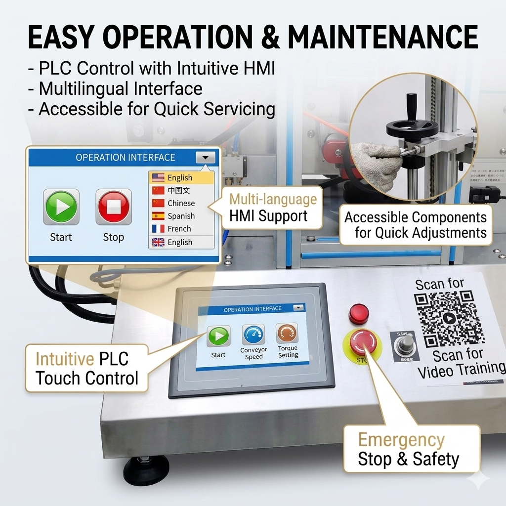 Automatic desktop capping machine for round bottles, plastic bottles, screw capping machine
