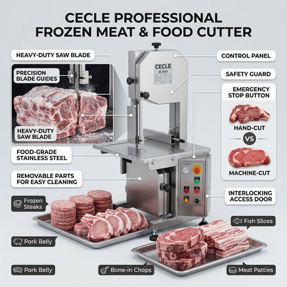 Máquina sierra de huesos de alta velocidad BSM-1400 para carne de res, cordero y cerdo, para procesamiento de alimentos (accionamiento eléctrico)